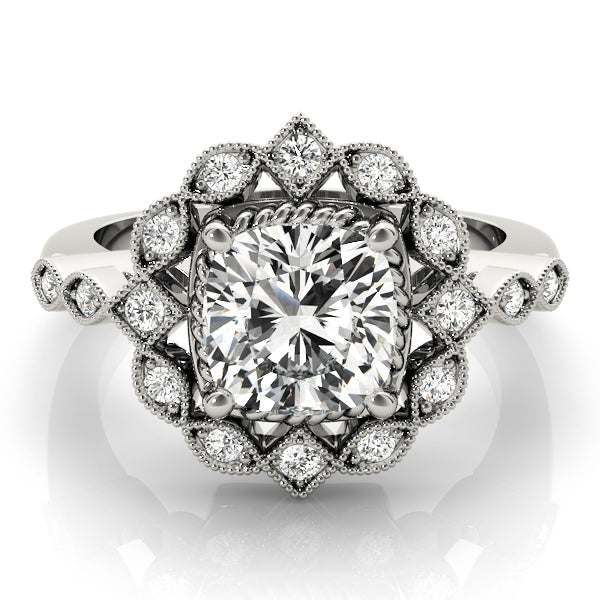 Regal Color Rings Cushion Diamond Engagement Ring — 9K/18K Gold & Platinum