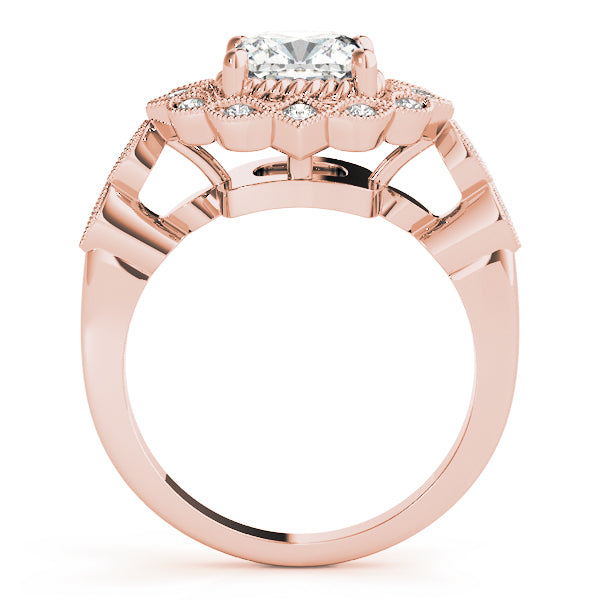 Regal Color Rings Cushion Diamond Engagement Ring — 9K/18K Gold & Platinum