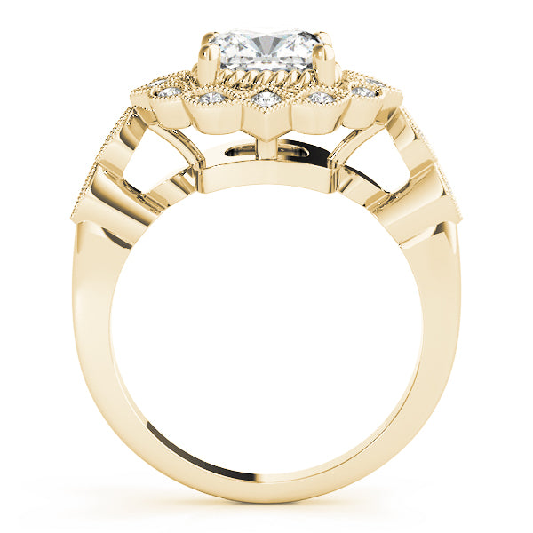 Regal Color Rings Cushion Diamond Engagement Ring — 9K/18K Gold & Platinum