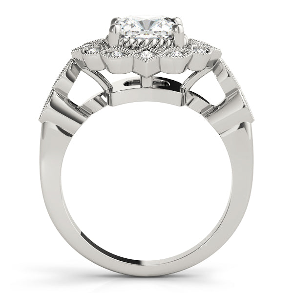 Regal Color Rings Cushion Diamond Engagement Ring — 9K/18K Gold & Platinum