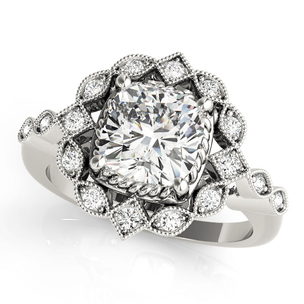 Regal Color Rings Cushion Diamond Engagement Ring — 9K/18K Gold & Platinum
