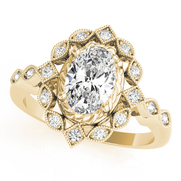 Sophisticated Color Rings Oval Diamond Engagement Ring — 9K/18K Gold & Platinum