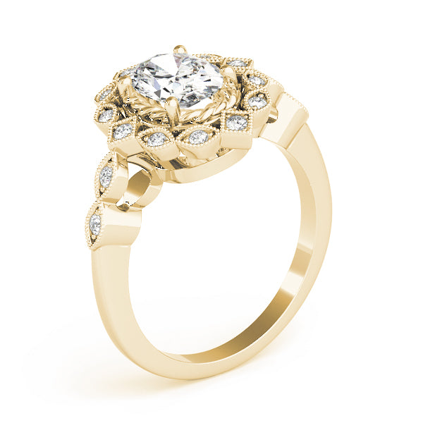 Sophisticated Color Rings Oval Diamond Engagement Ring — 9K/18K Gold & Platinum