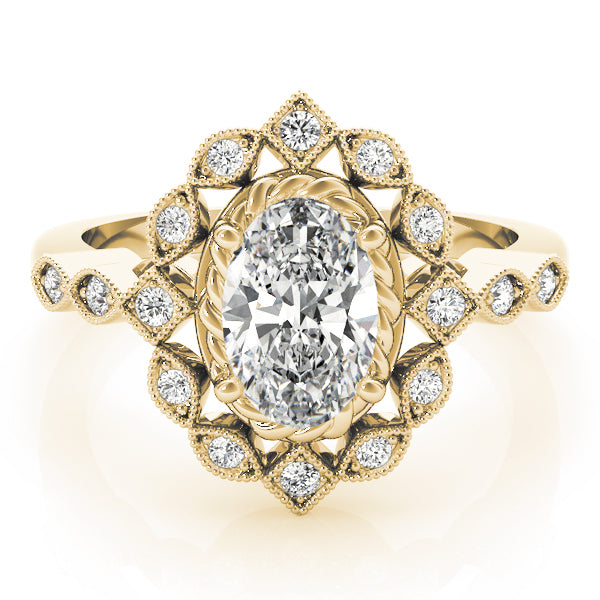 Sophisticated Color Rings Oval Diamond Engagement Ring — 9K/18K Gold & Platinum
