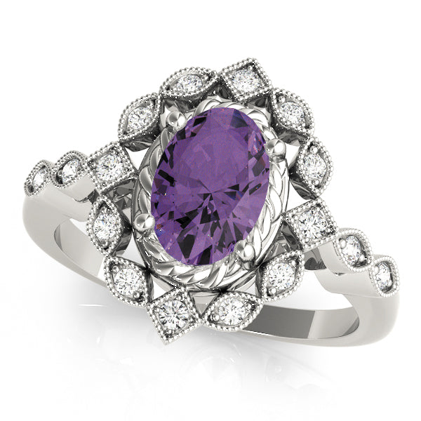 Sophisticated Color Rings Oval Diamond Engagement Ring — 9K/18K Gold & Platinum