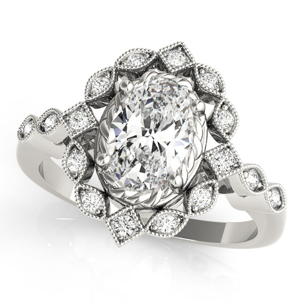 Sophisticated Color Rings Oval Diamond Engagement Ring — 9K/18K Gold & Platinum