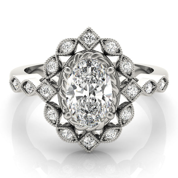 Sophisticated Color Rings Oval Diamond Engagement Ring — 9K/18K Gold & Platinum