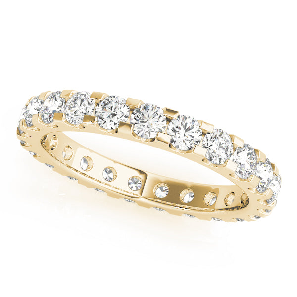 Round Cut Diamond U Shape Shared Prong Full Eternity Wedding Ring.