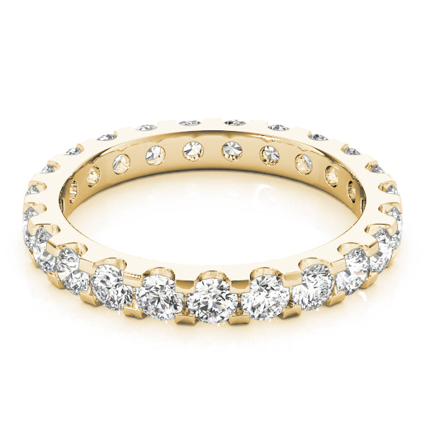 Round Cut Diamond U Shape Shared Prong Full Eternity Wedding Ring.