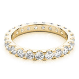 Round Cut Diamond U Shape Shared Prong Full Eternity Wedding Ring.