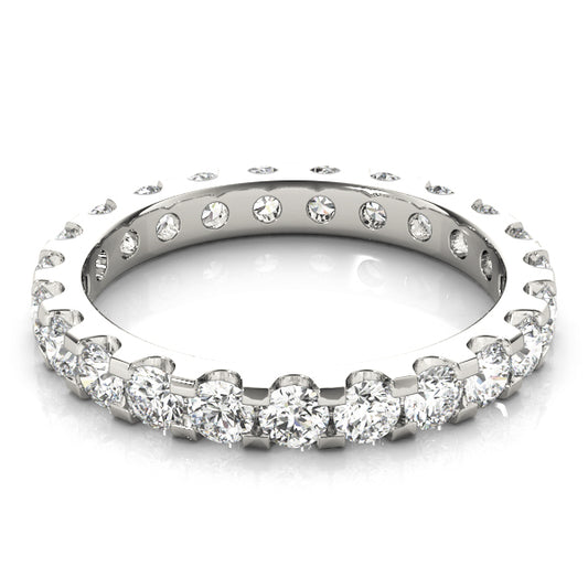 Round Cut Diamond U Shape Shared Prong Full Eternity Wedding Ring.
