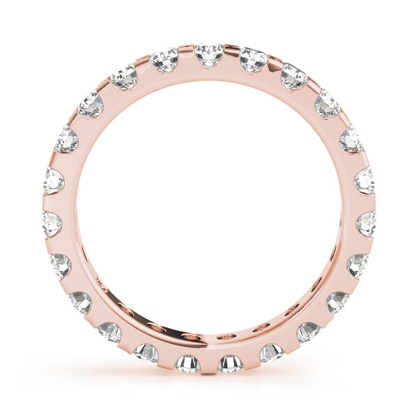 Round Cut Diamond U Shape Shared Prong Full Eternity Wedding Ring.