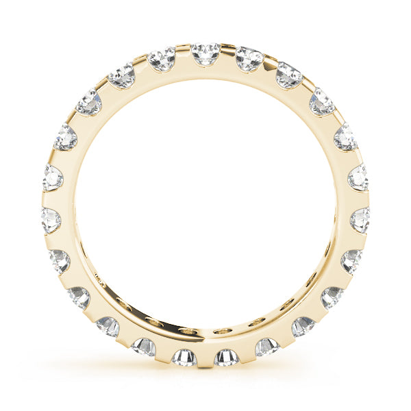 Round Cut Diamond U Shape Shared Prong Full Eternity Wedding Ring.