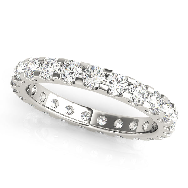 Round Cut Diamond U Shape Shared Prong Full Eternity Wedding Ring.