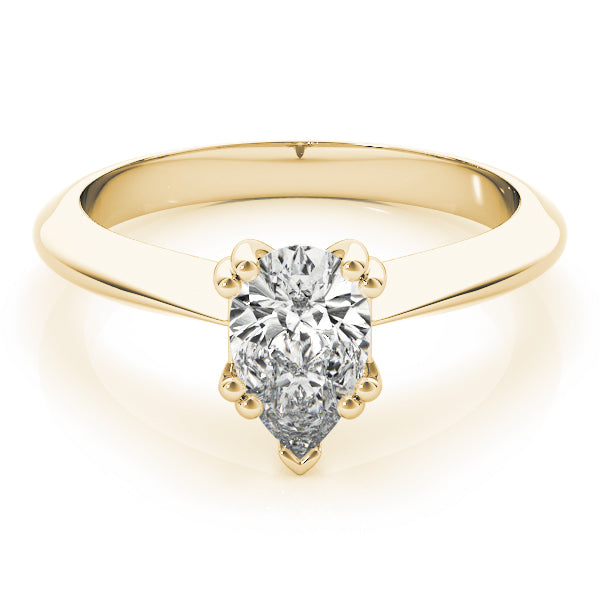 Exquisite Double Prong Engagement Ring Pear Diamond Engagement Ring — 9K/18K Gold & Platinum