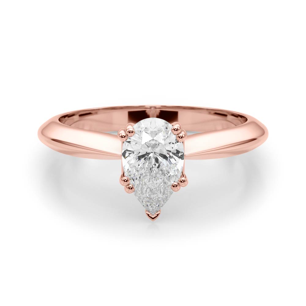 Exquisite Double Prong Engagement Ring Pear Diamond Engagement Ring — 9K/18K Gold & Platinum