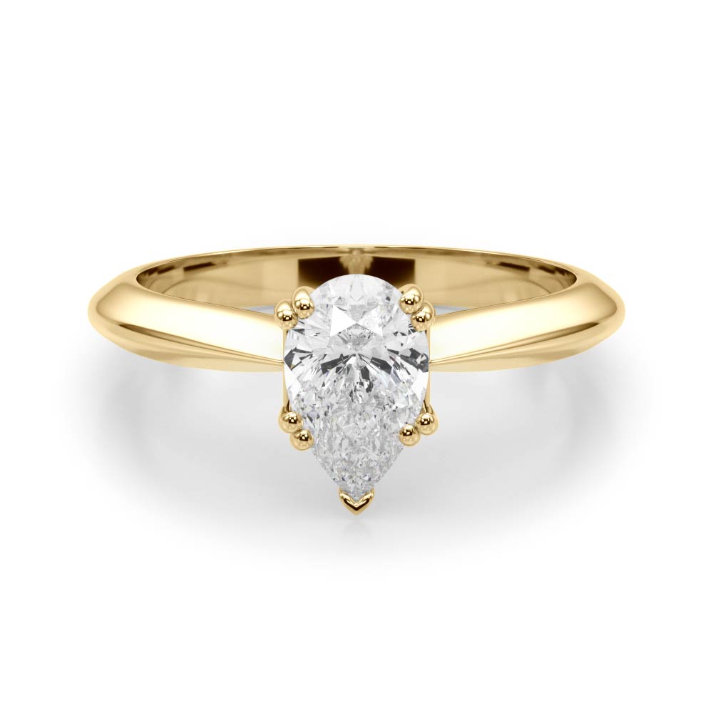 Exquisite Double Prong Engagement Ring Pear Diamond Engagement Ring — 9K/18K Gold & Platinum