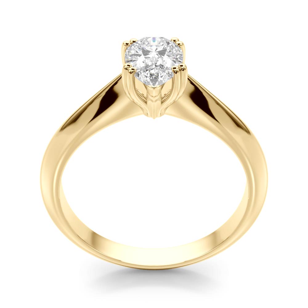 Exquisite Double Prong Engagement Ring Pear Diamond Engagement Ring — 9K/18K Gold & Platinum