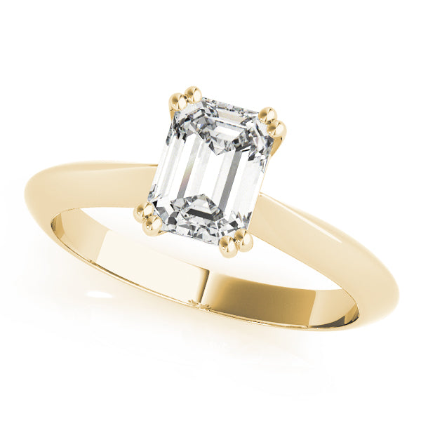 Lab-Grown Emerald Cut D-VVS Diamond Double Prong Solitaire Engagement Ring. 