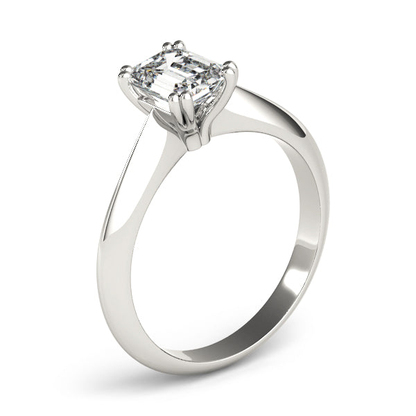 Lab-Grown Emerald Cut D-VVS Diamond Double Prong Solitaire Engagement Ring. 