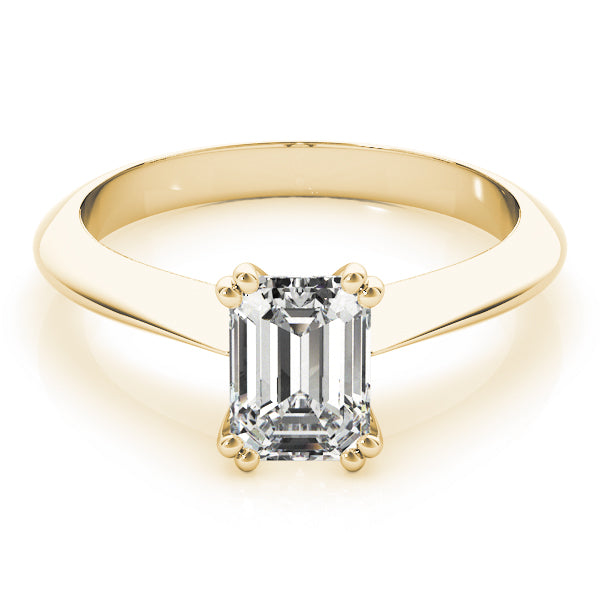 Lab-Grown Emerald Cut D-VVS Diamond Double Prong Solitaire Engagement Ring. 