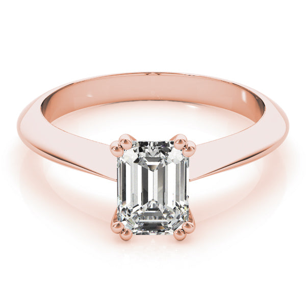 Lab-Grown Emerald Cut D-VVS Diamond Double Prong Solitaire Engagement Ring. 