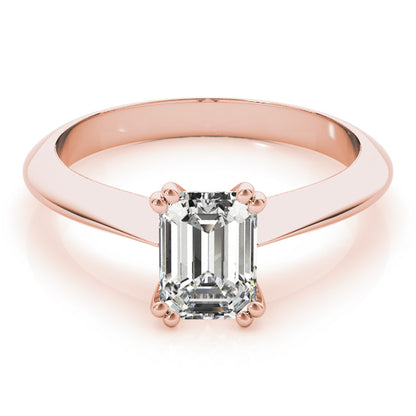 Lab-Grown Emerald Cut D-VVS Diamond Double Prong Solitaire Engagement Ring. 