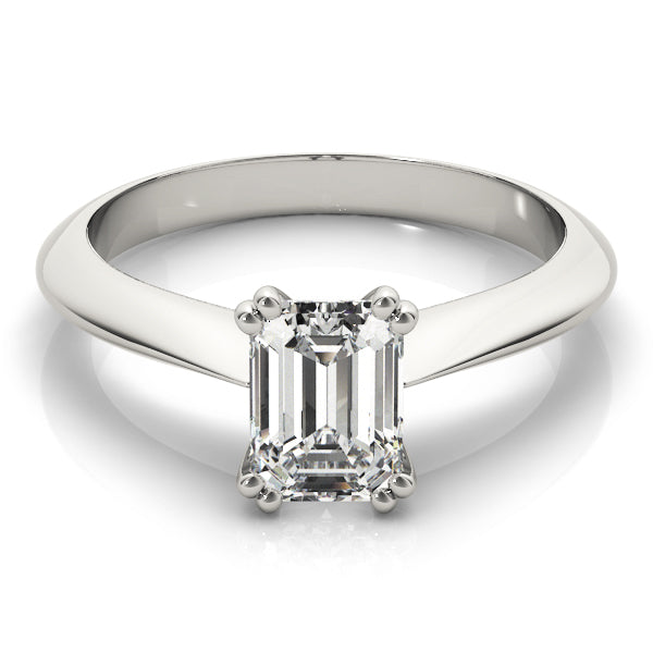 Lab-Grown Emerald Cut D-VVS Diamond Double Prong Solitaire Engagement Ring. 