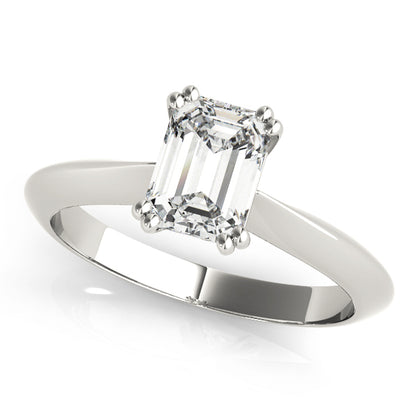 Lab-Grown Emerald Cut D-VVS Diamond Double Prong Solitaire Engagement Ring. 