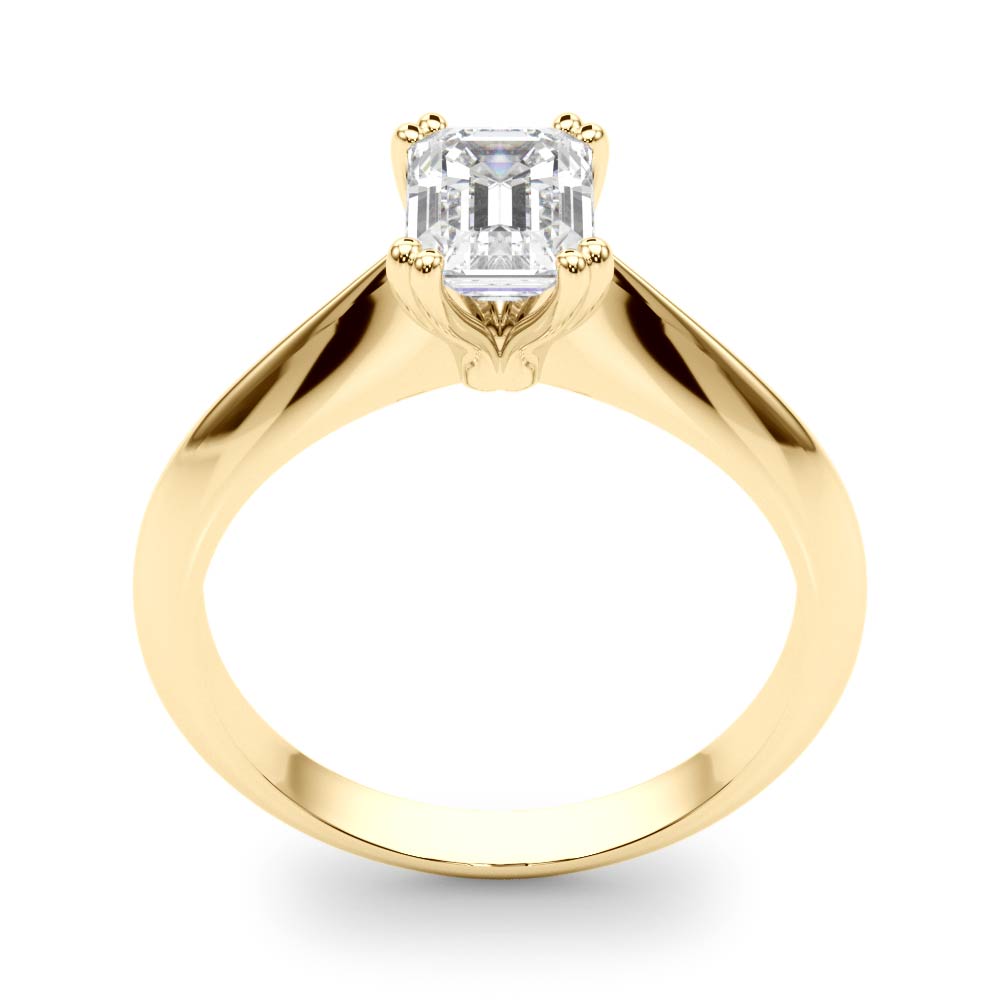 Lab-Grown Emerald Cut D-VVS Diamond Double Prong Solitaire Engagement Ring. 