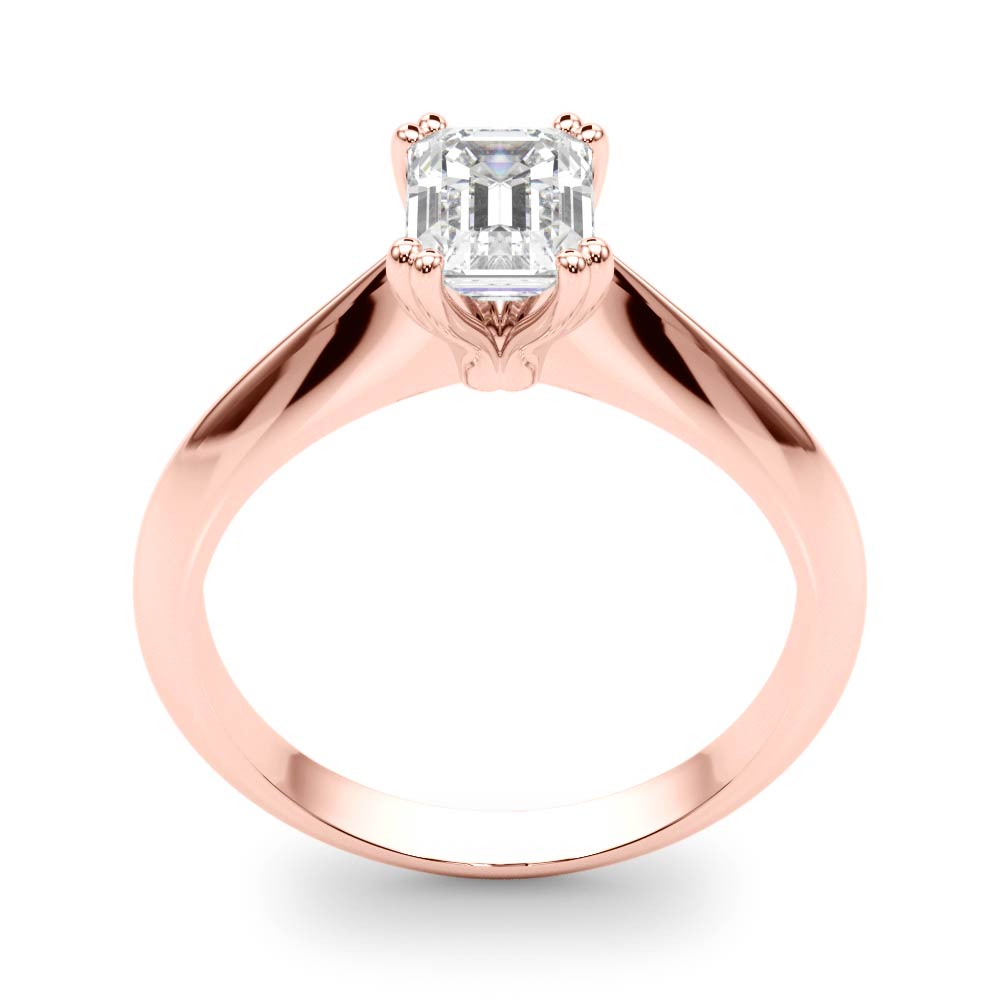 Lab-Grown Emerald Cut D-VVS Diamond Double Prong Solitaire Engagement Ring. 