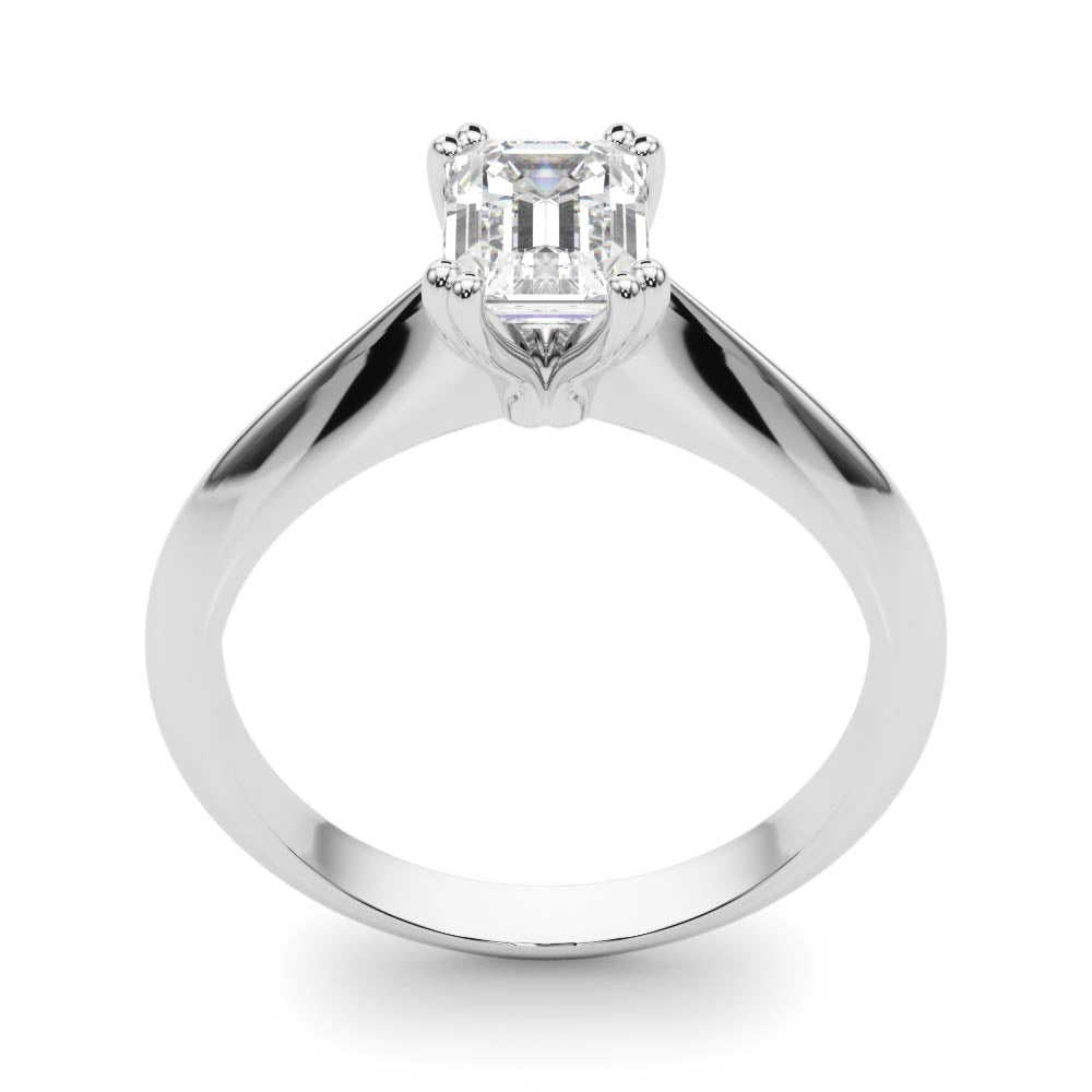 Lab-Grown Emerald Cut D-VVS Diamond Double Prong Solitaire Engagement Ring. 