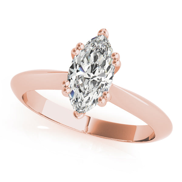 Radiant Double Prong Engagement Ring Marquise Diamond Engagement Ring — 9K/18K Gold & Platinum