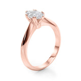 Radiant Double Prong Engagement Ring Marquise Diamond Engagement Ring — 9K/18K Gold & Platinum