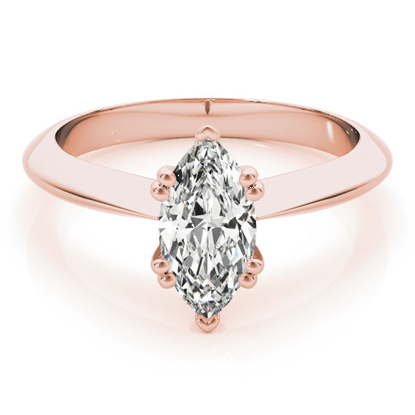 Radiant Double Prong Engagement Ring Marquise Diamond Engagement Ring — 9K/18K Gold & Platinum