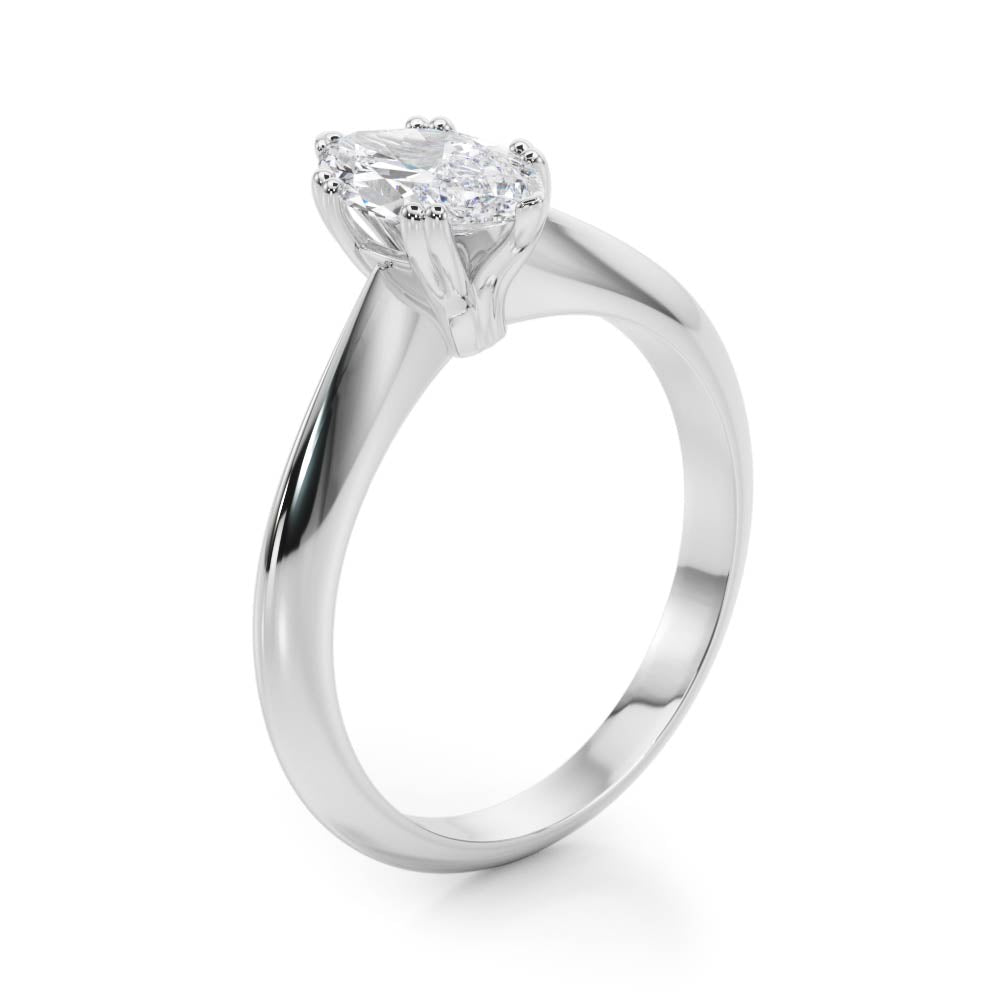 Radiant Double Prong Engagement Ring Marquise Diamond Engagement Ring — 9K/18K Gold & Platinum