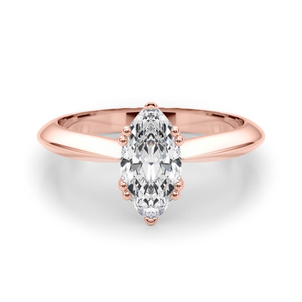 Radiant Double Prong Engagement Ring Marquise Diamond Engagement Ring — 9K/18K Gold & Platinum
