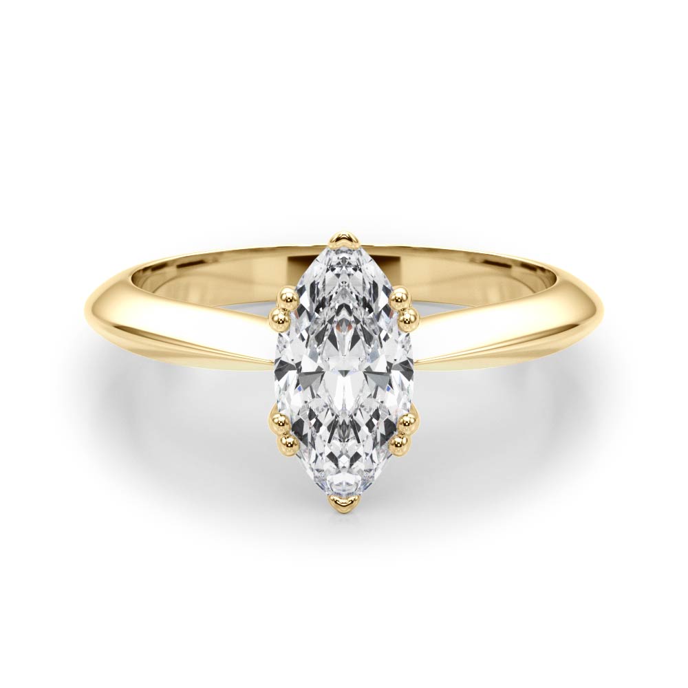 Radiant Double Prong Engagement Ring Marquise Diamond Engagement Ring — 9K/18K Gold & Platinum