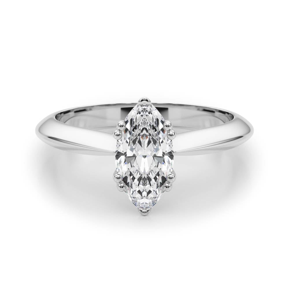 Radiant Double Prong Engagement Ring Marquise Diamond Engagement Ring — 9K/18K Gold & Platinum