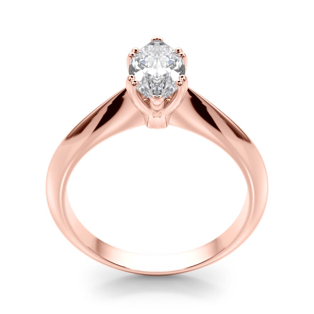 Radiant Double Prong Engagement Ring Marquise Diamond Engagement Ring — 9K/18K Gold & Platinum