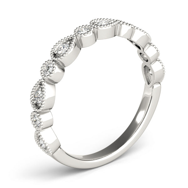 Alternating Pear & Round Diamond Half Eternity Ring in Gold & Platinum
