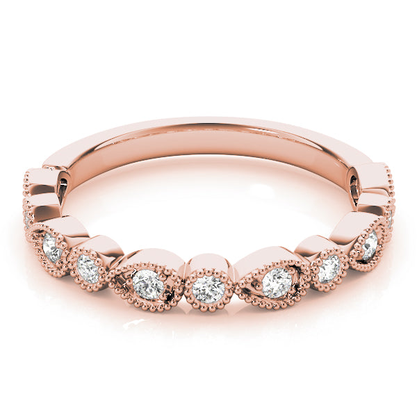 Alternating Pear & Round Diamond Half Eternity Ring in Gold & Platinum