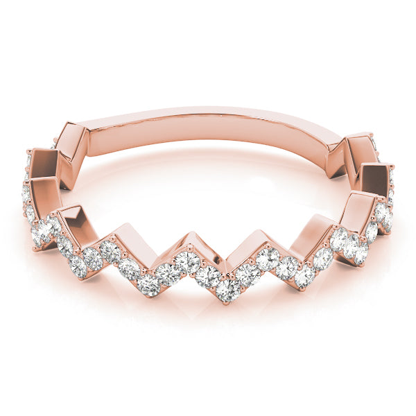 Stackable Prong Set Zigzag Half Eternity Ring in Gold & Platinum