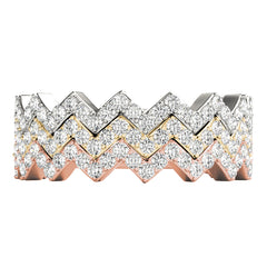 Stackable Prong Set Zigzag Half Eternity Ring in Gold & Platinum