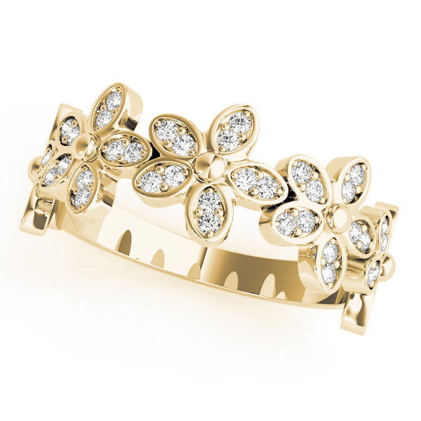 Nature Inspired Floral Stackable Half Eternity Ring in Gold & Platinum