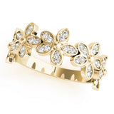 Nature Inspired Floral Stackable Half Eternity Ring in Gold & Platinum