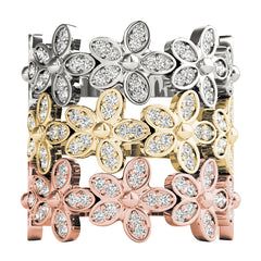 Nature Inspired Floral Stackable Half Eternity Ring in Gold & Platinum
