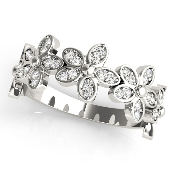 Nature Inspired Floral Stackable Half Eternity Ring in Gold & Platinum