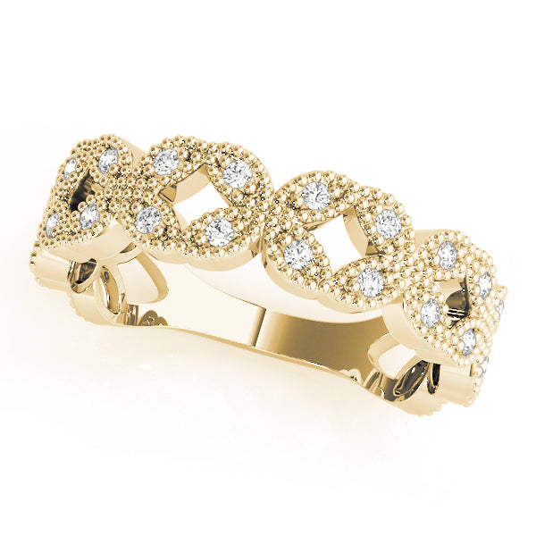 Vintage Milgrain Stackable Half Eternity Ring in Gold & Platinum