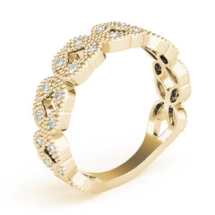 Vintage Milgrain Stackable Half Eternity Ring in Gold & Platinum